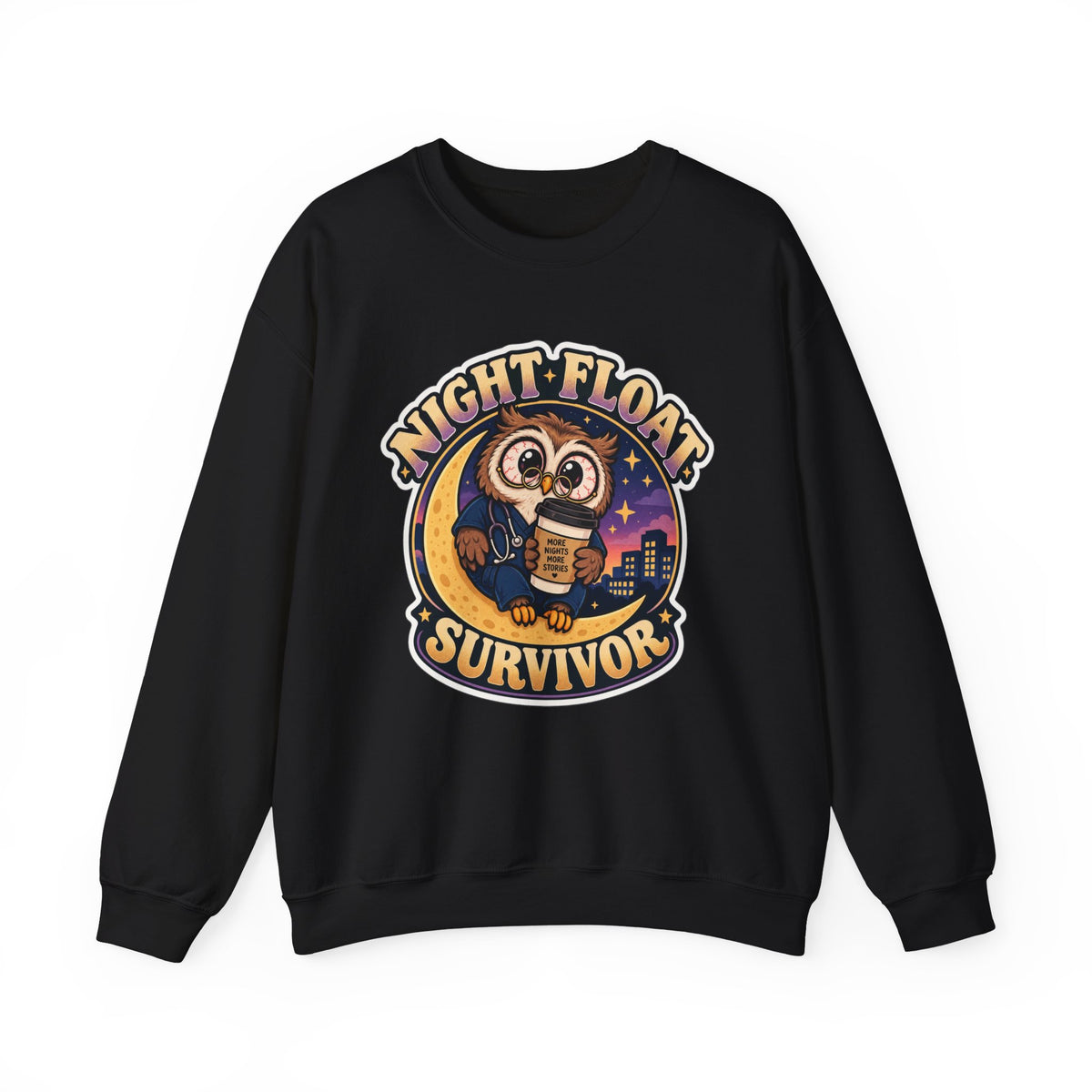 Night Float Survivor Sweatshirt in Black