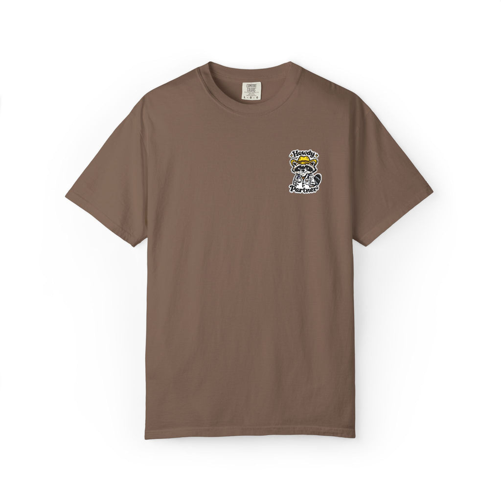 Howdy Partner Raccoon Doctor Embroidered Shirt in Espresso