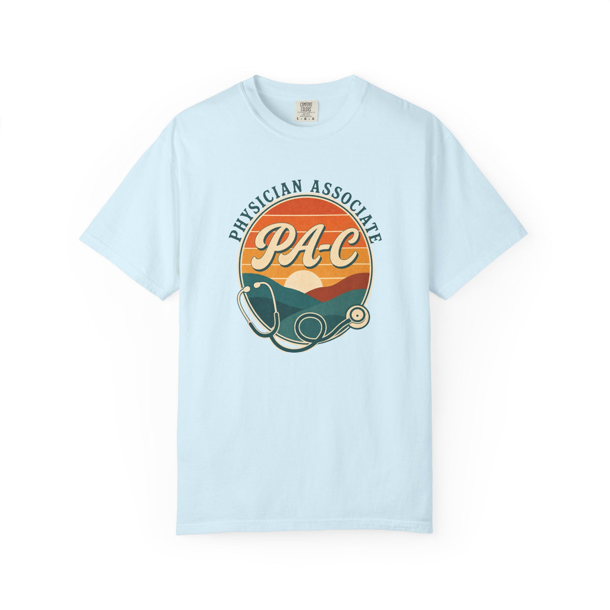 Physician Associate PA-C sunset Comfort Colors 1717 tee in Chambray