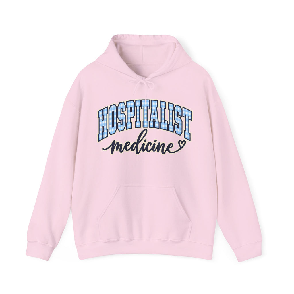 Hospitalist Gingham Hoodie in Light Pink