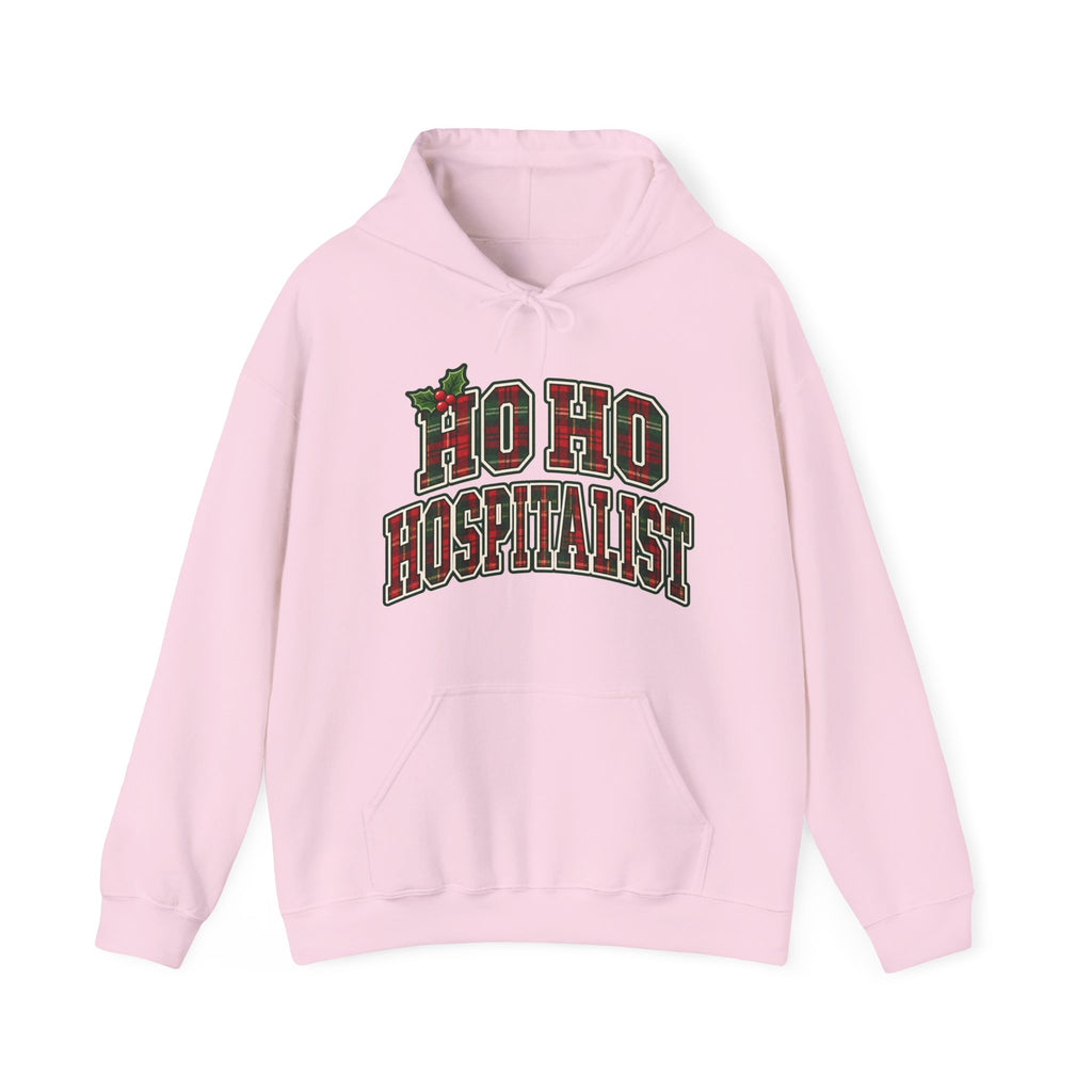 Ho Ho Hospitalist Plaid Hoodie in Light Pink