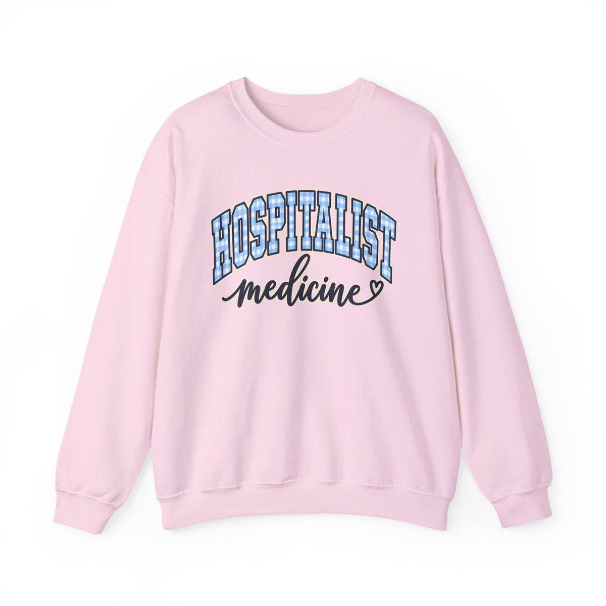 Hospitalist Gingham Sweatshirt in Light Pink