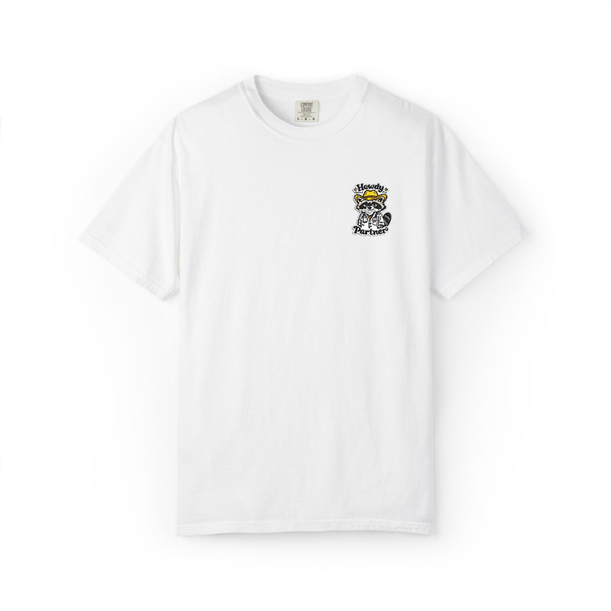 Howdy Partner Raccoon Doctor Embroidered Shirt in White