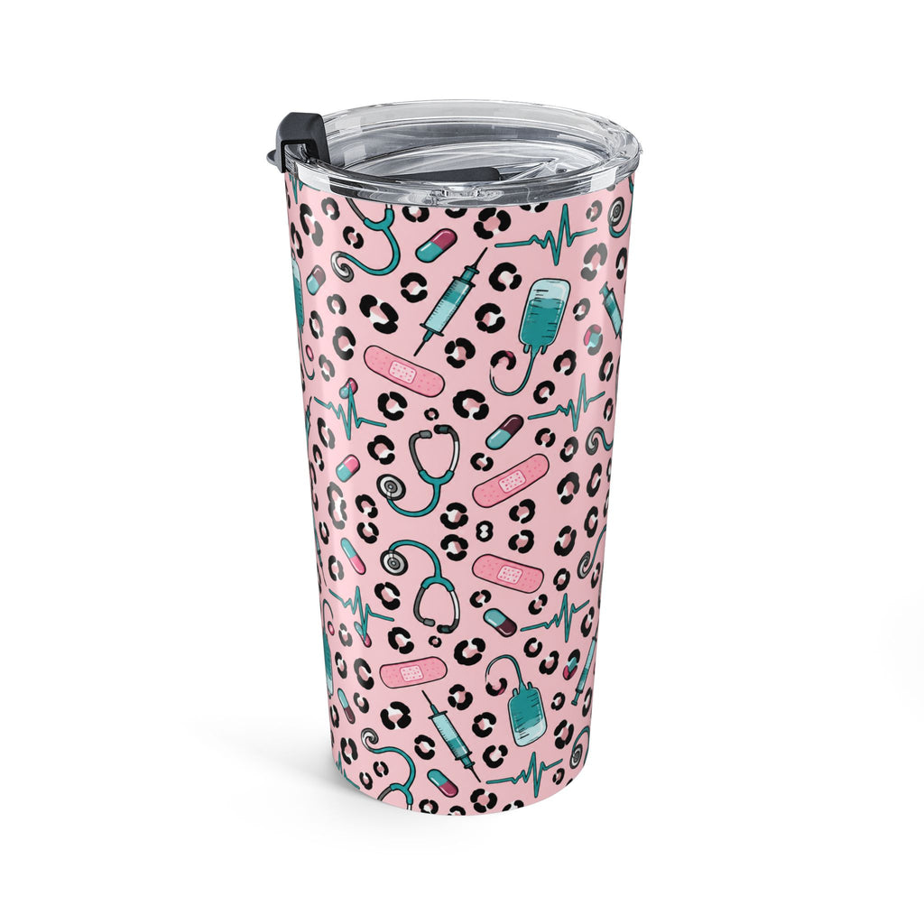 Pink Leopard Stethoscope Tumbler
