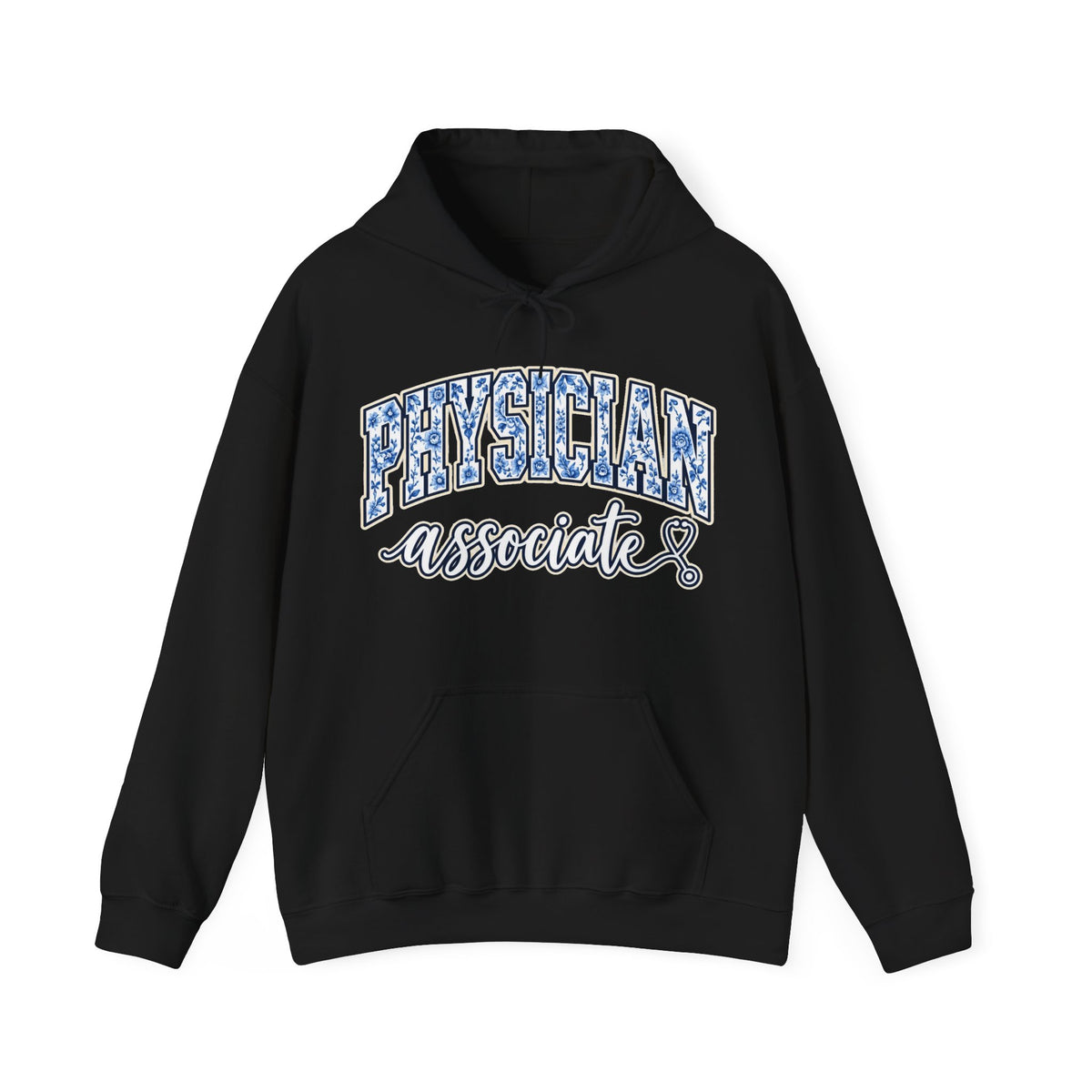 Physician Associate Floral Varsity Hoodie in Black