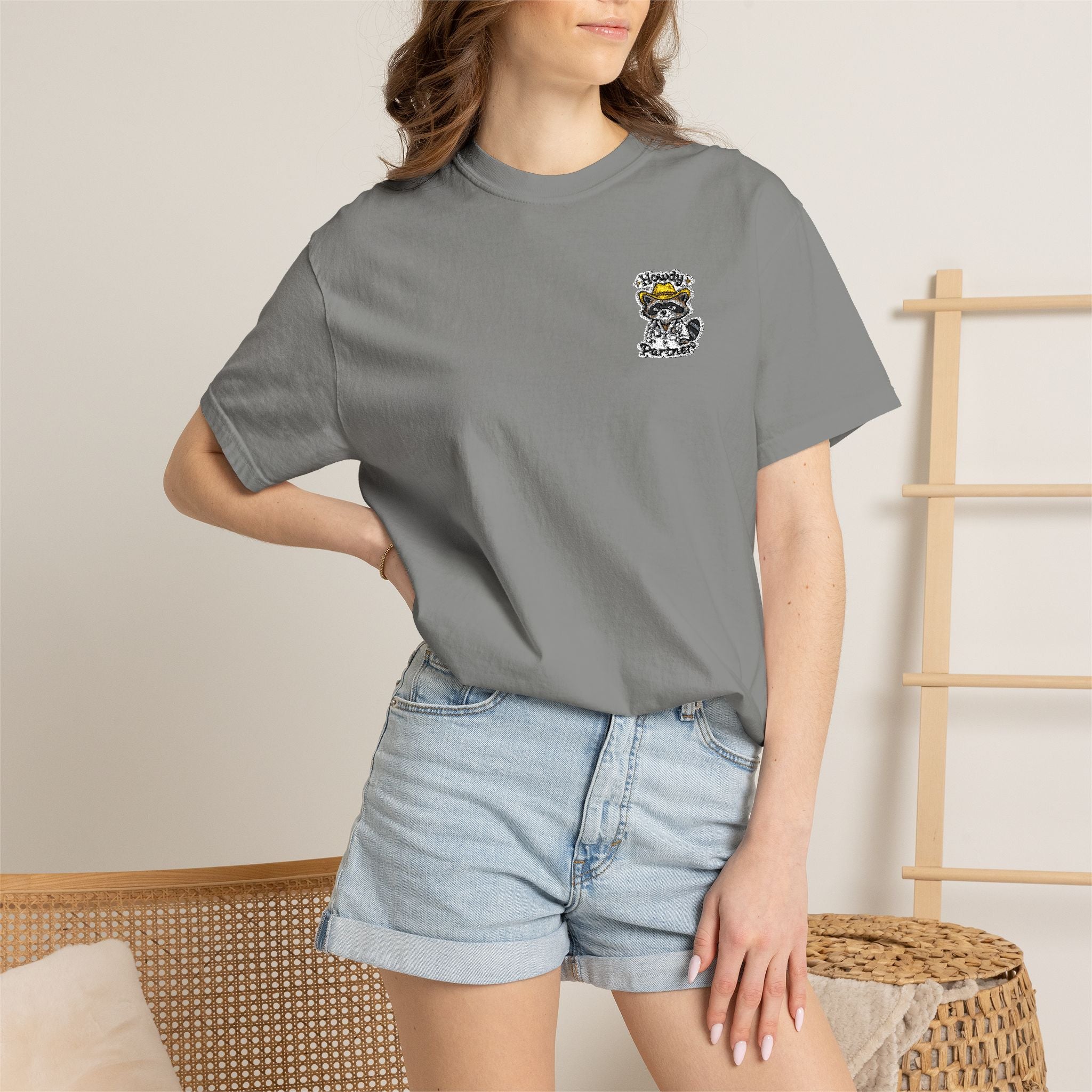 Howdy Partner Raccoon Comfort Colors T-Shirt | Western Medical Tee