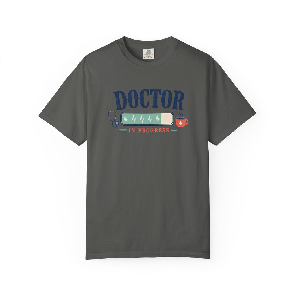 Doctor in Progress printed Comfort Colors 1717 tee in Pepper