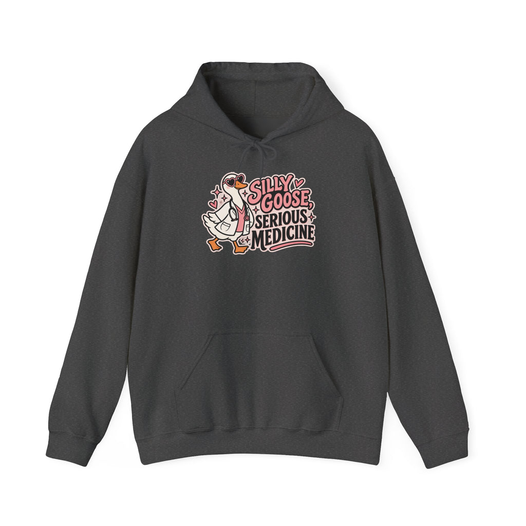 Silly Goose Serious Medicine Hoodie in Dark Heather