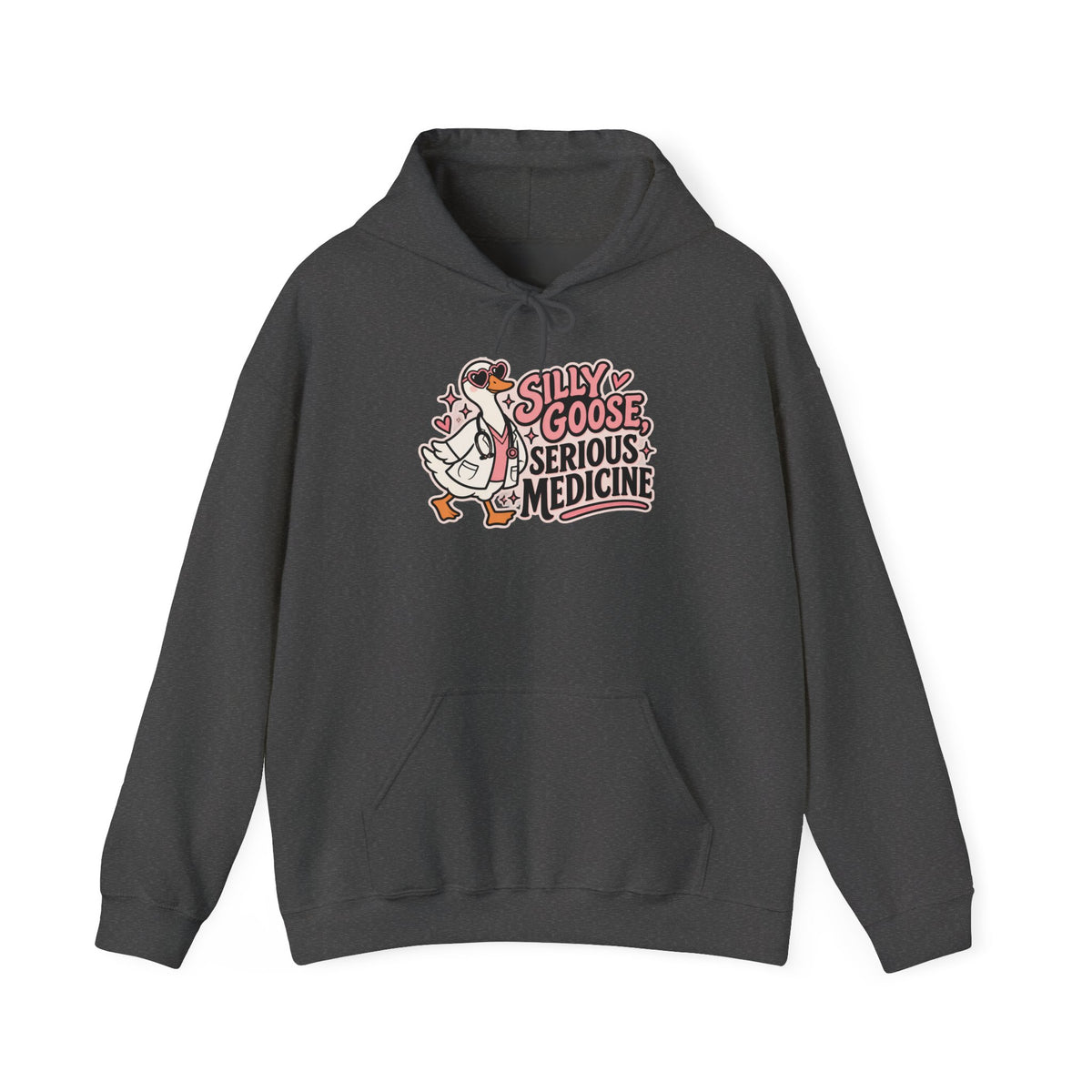 Silly Goose Serious Medicine Hoodie in Dark Heather
