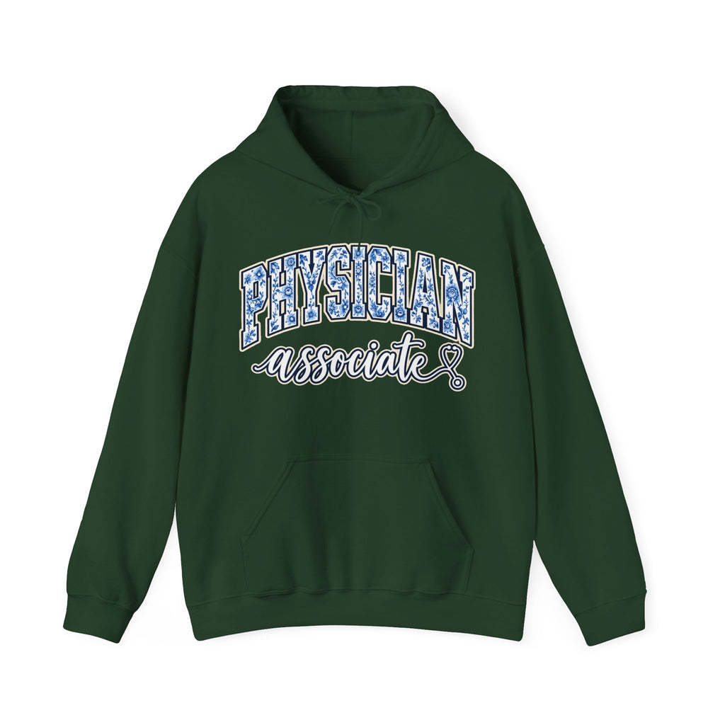 Physician Associate Floral Varsity Hoodie in Forest Green