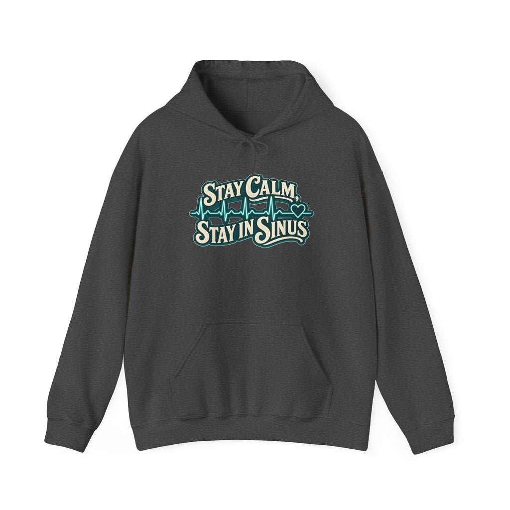 Stay Calm Stay in Sinus Hoodie in Dark Heather