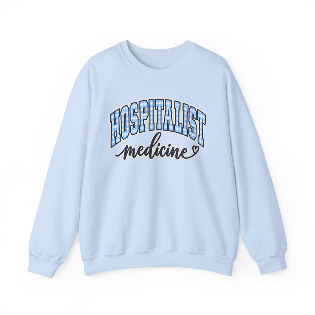 Hospitalist Gingham Sweatshirt in Light Blue