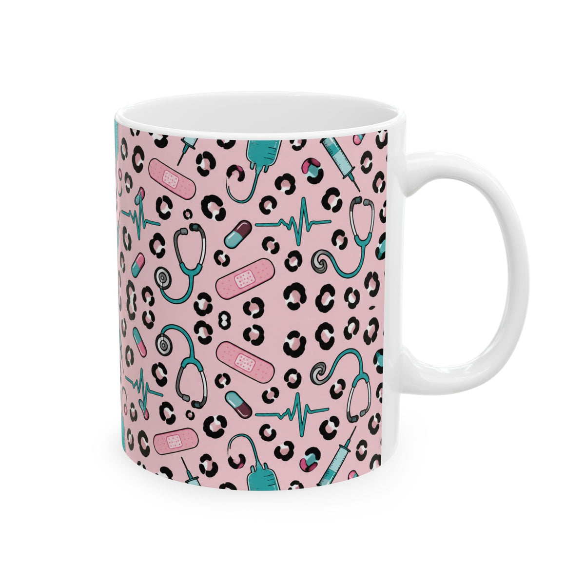 Pink Leopard Stethoscope Mug