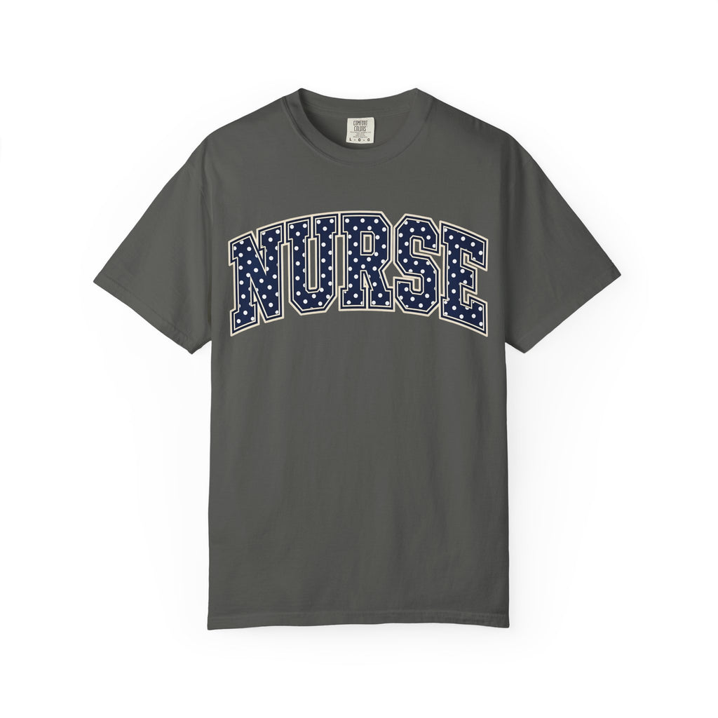 Nurse Polka Dot Varsity Shirt in Pepper