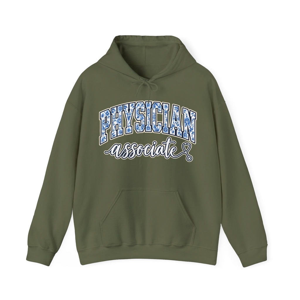 Physician Associate Floral Varsity Hoodie in Military Green