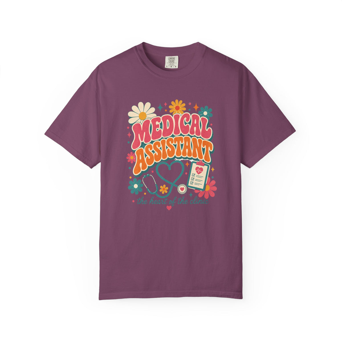 Medical Assistant Heart of the Clinic Comfort Colors 1717 tee in Berry
