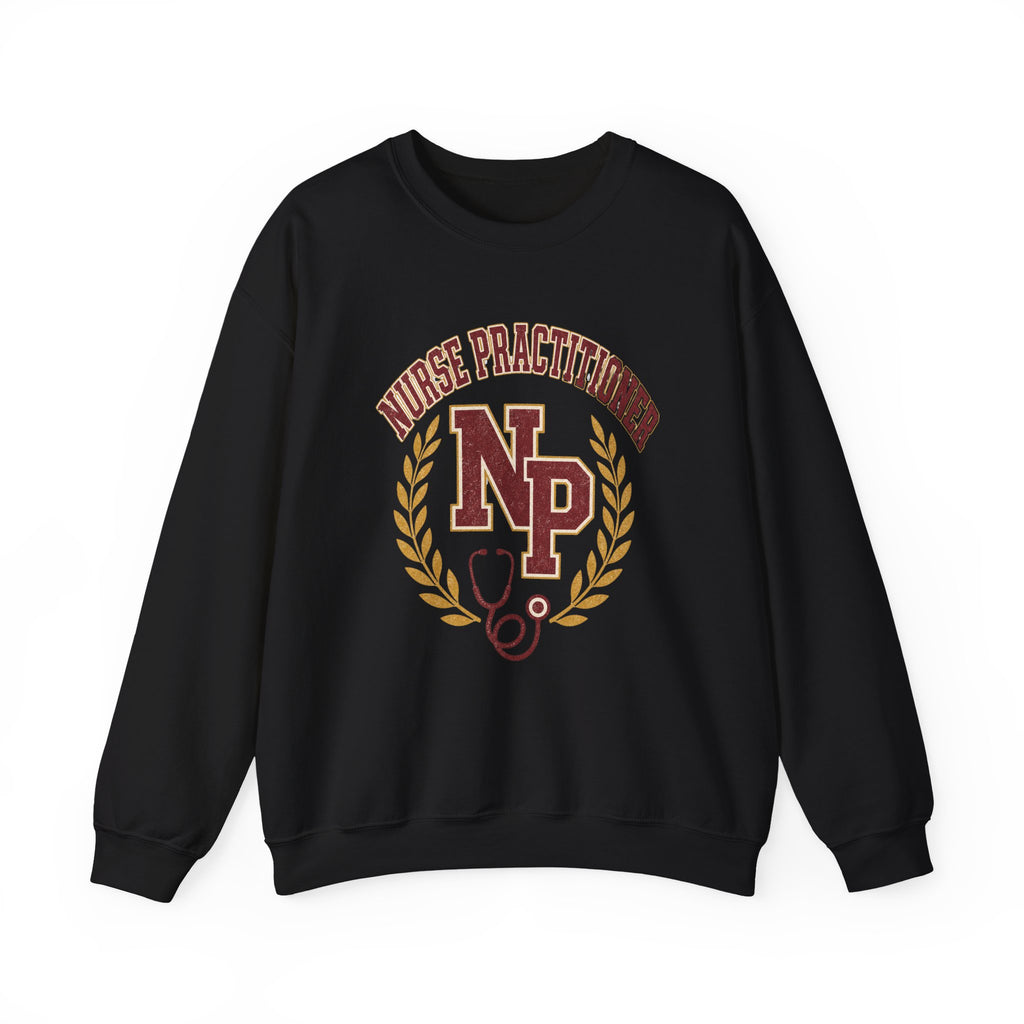 Black Nurse Practitioner NP Gildan 18000 sweatshirt, native front product view