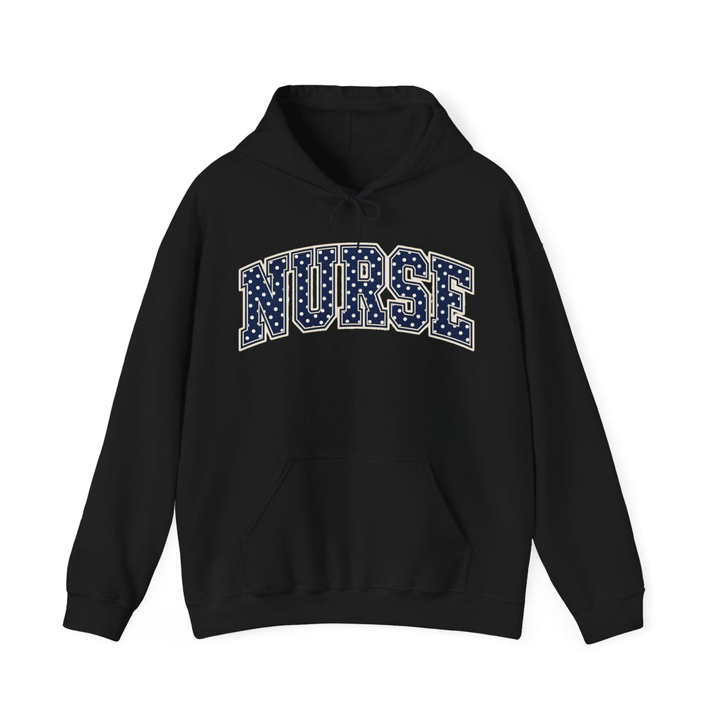 Nurse Polka Dot Varsity Hoodie in Black