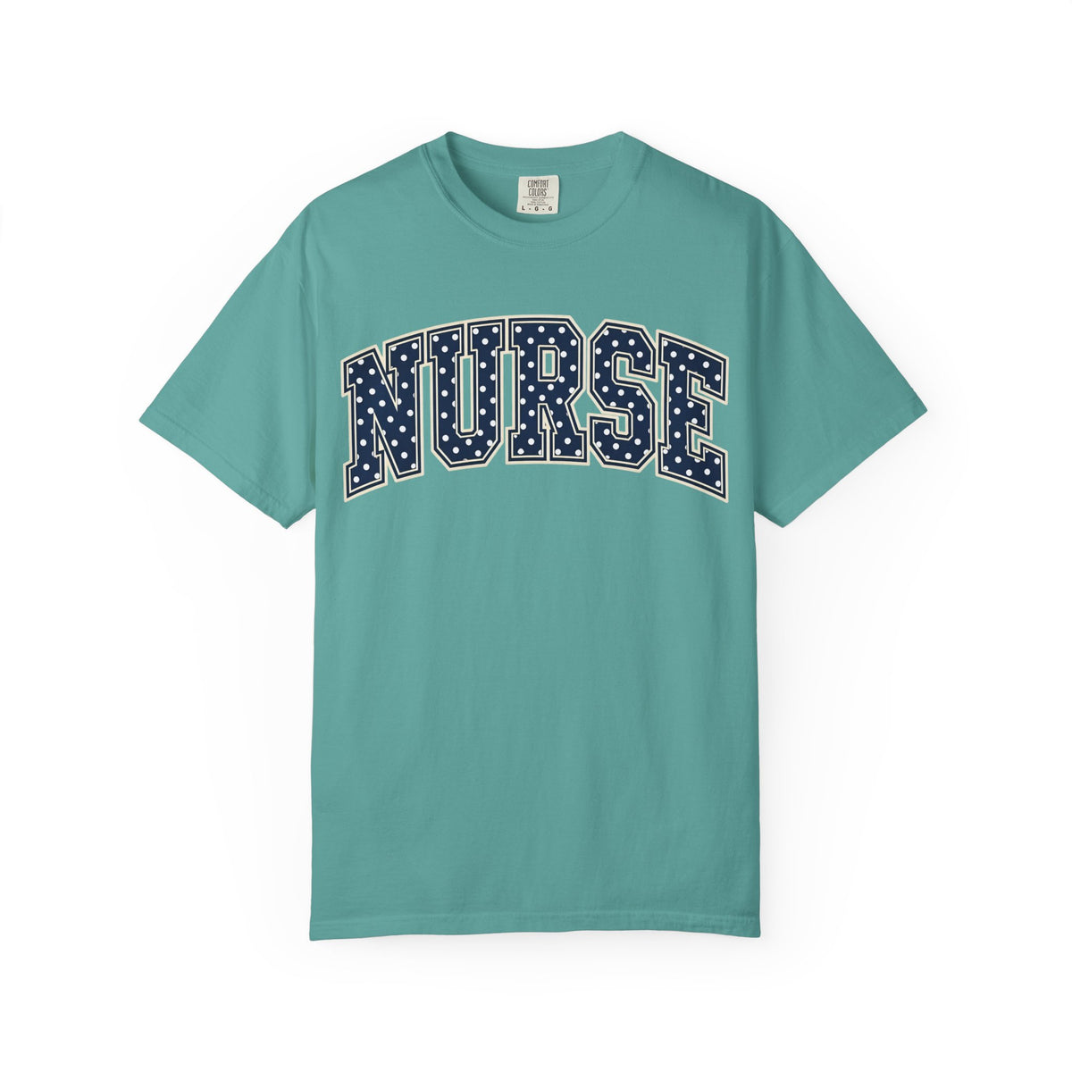 Nurse Polka Dot Varsity Shirt in Seafoam