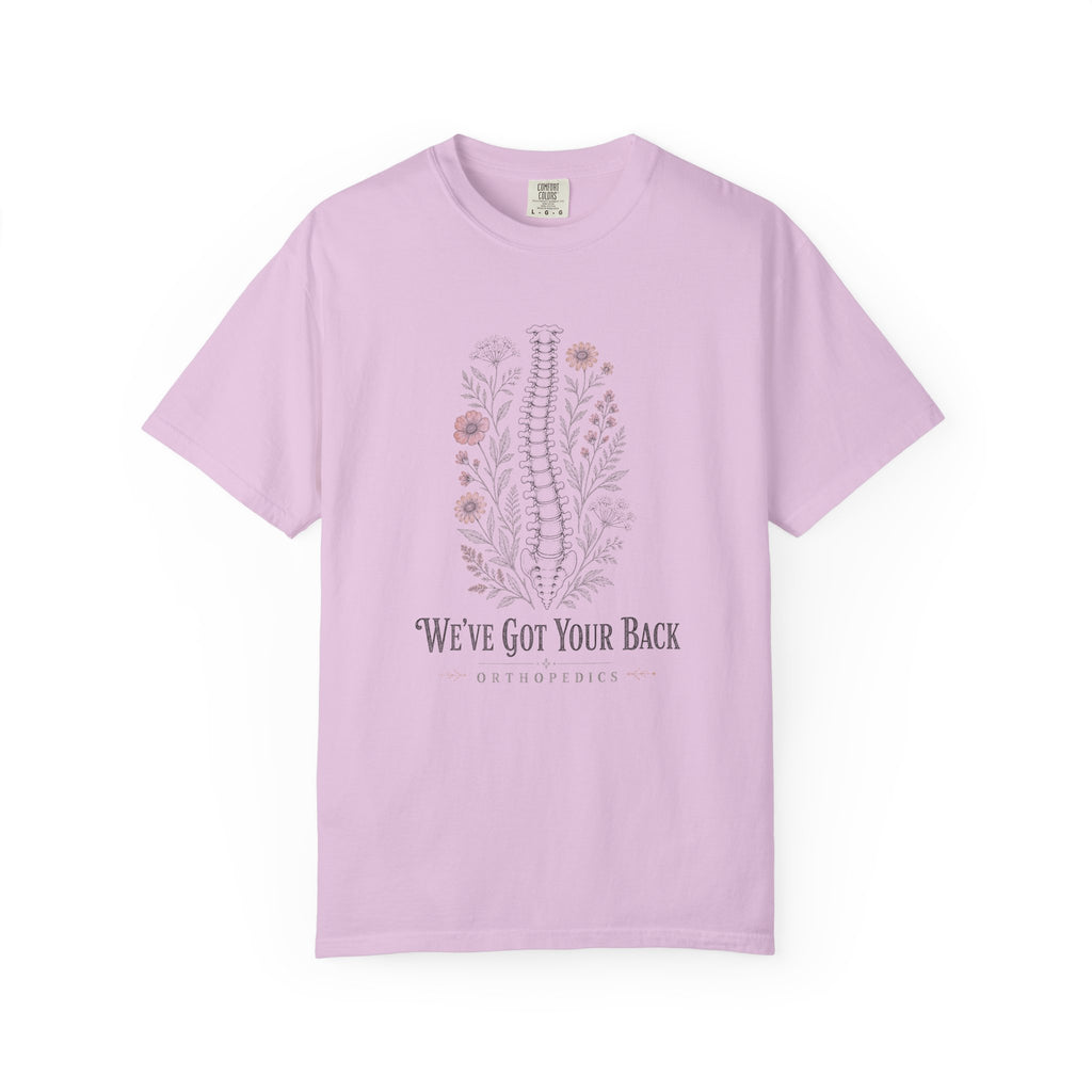 We've Got Your Back Orthopedics floral spine Comfort Colors 1717 tee in Orchid