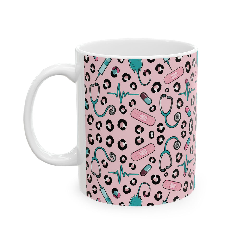 Pink Leopard Stethoscope Mug