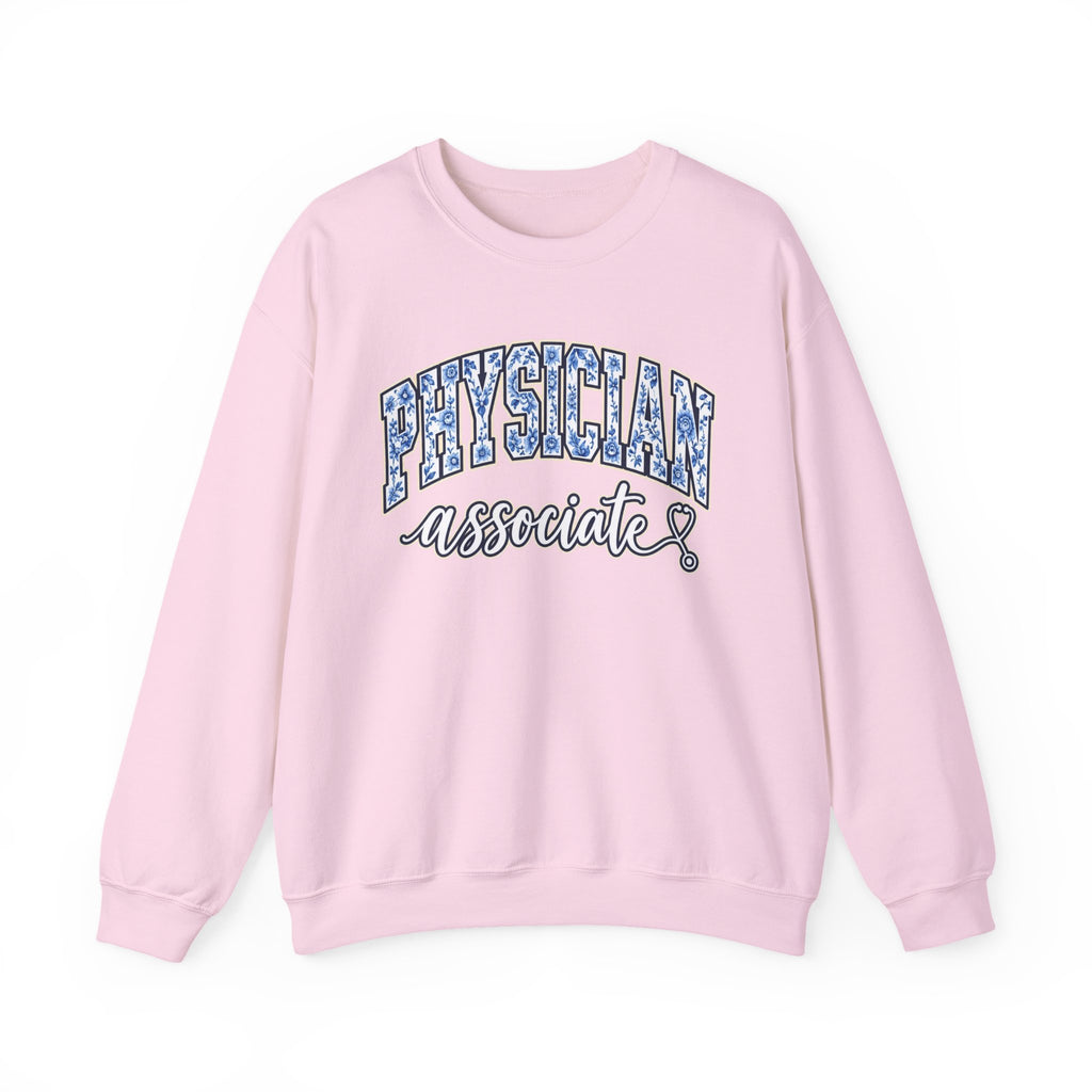 Physician Associate Floral Varsity Sweatshirt in Light Pink