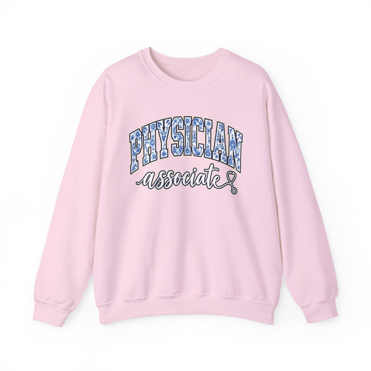 Physician Associate Floral Varsity Sweatshirt in Light Pink