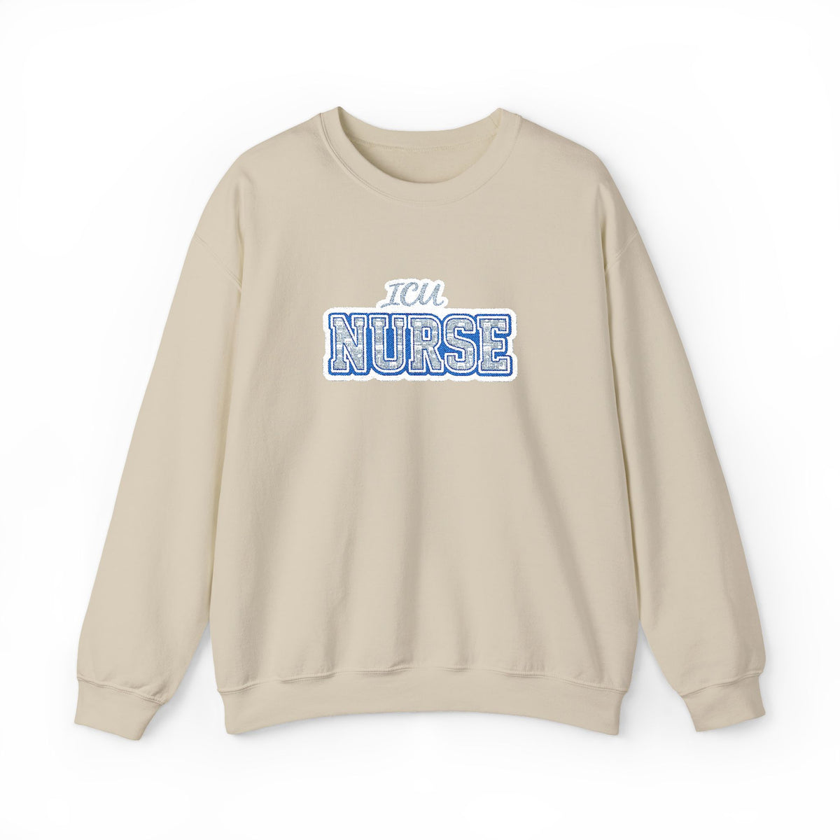 ICU Nurse Collegiate Embroidered Sweatshirt in Sand