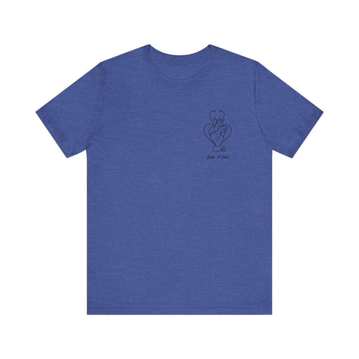 Born to Care Heart Stethoscope T-Shirt in Heather True Royal