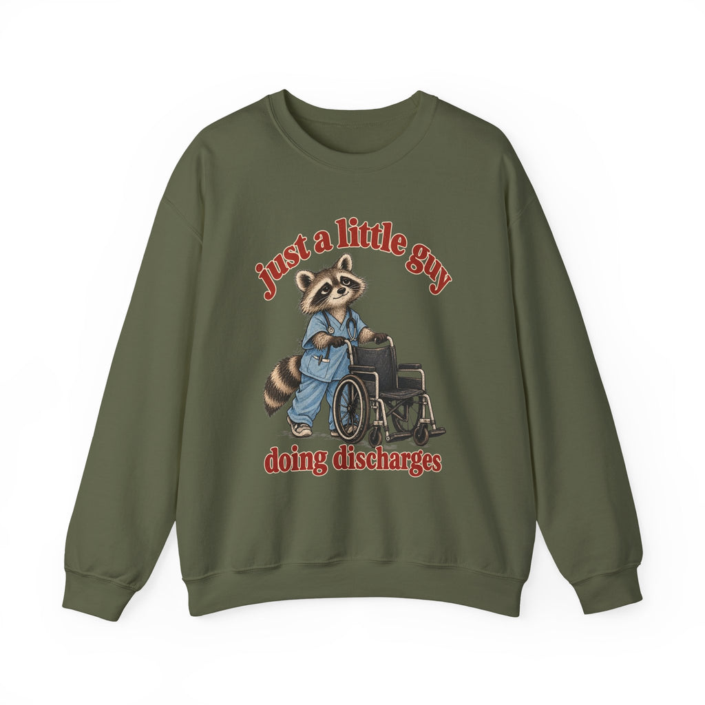 Just a Little Guy Doing Discharges Sweatshirt in Military Green