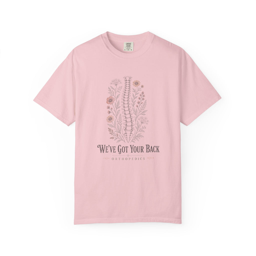 We've Got Your Back Orthopedics floral spine Comfort Colors 1717 tee in Blossom