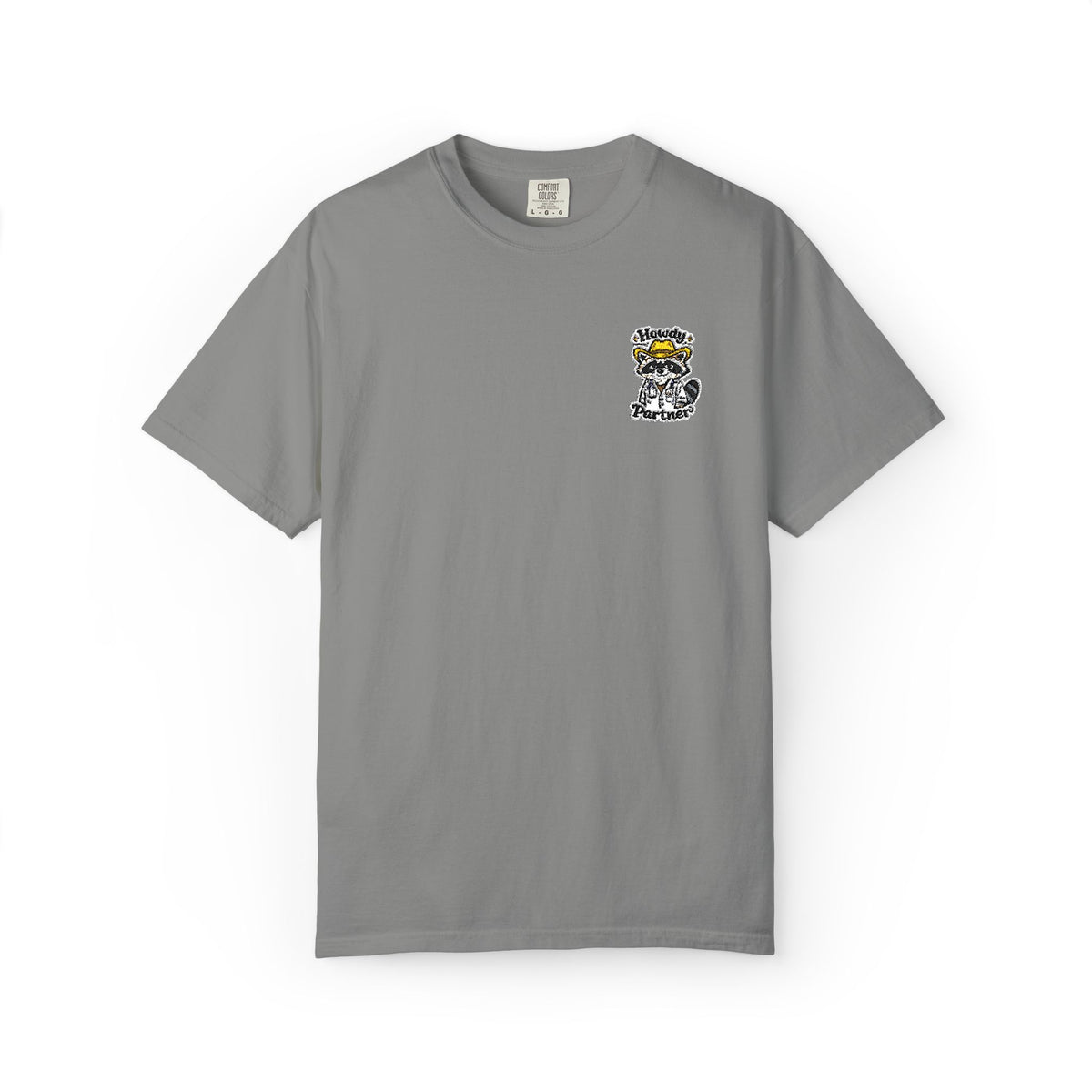 Howdy Partner Raccoon Doctor Embroidered Shirt in Granite