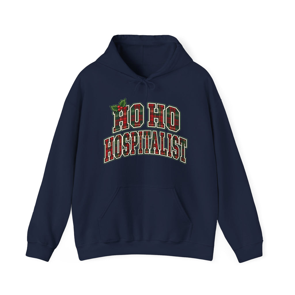 Ho Ho Hospitalist Plaid Hoodie in Navy