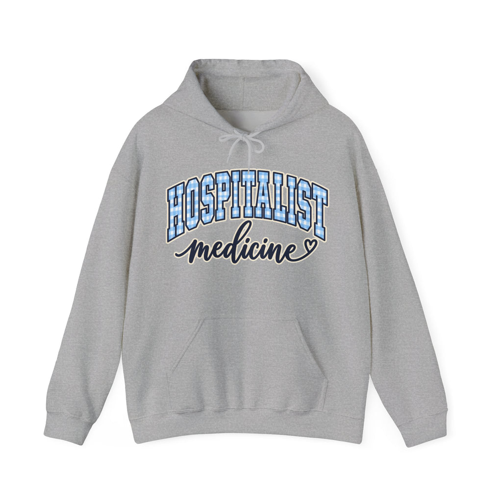 Hospitalist Gingham Hoodie in Sport Grey