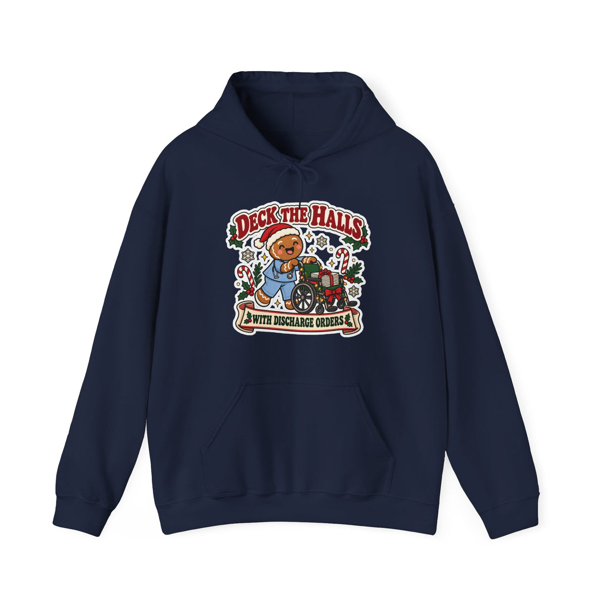 Deck the Halls with Discharge Orders Hoodie in Navy