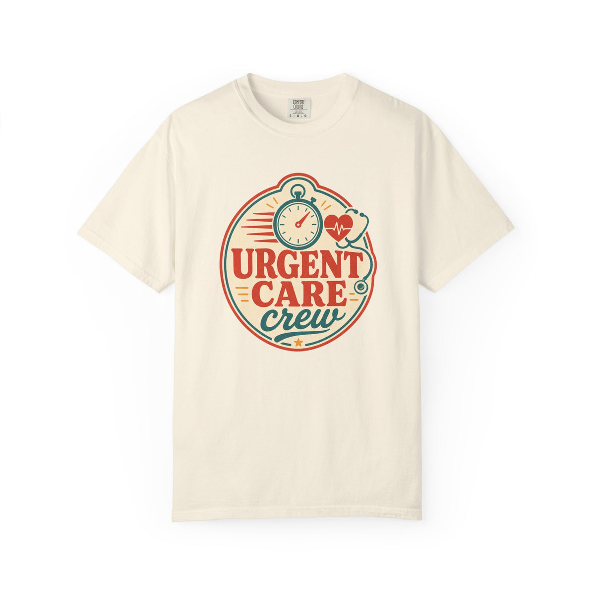 Urgent Care Crew printed Comfort Colors1717 tee in Ivory