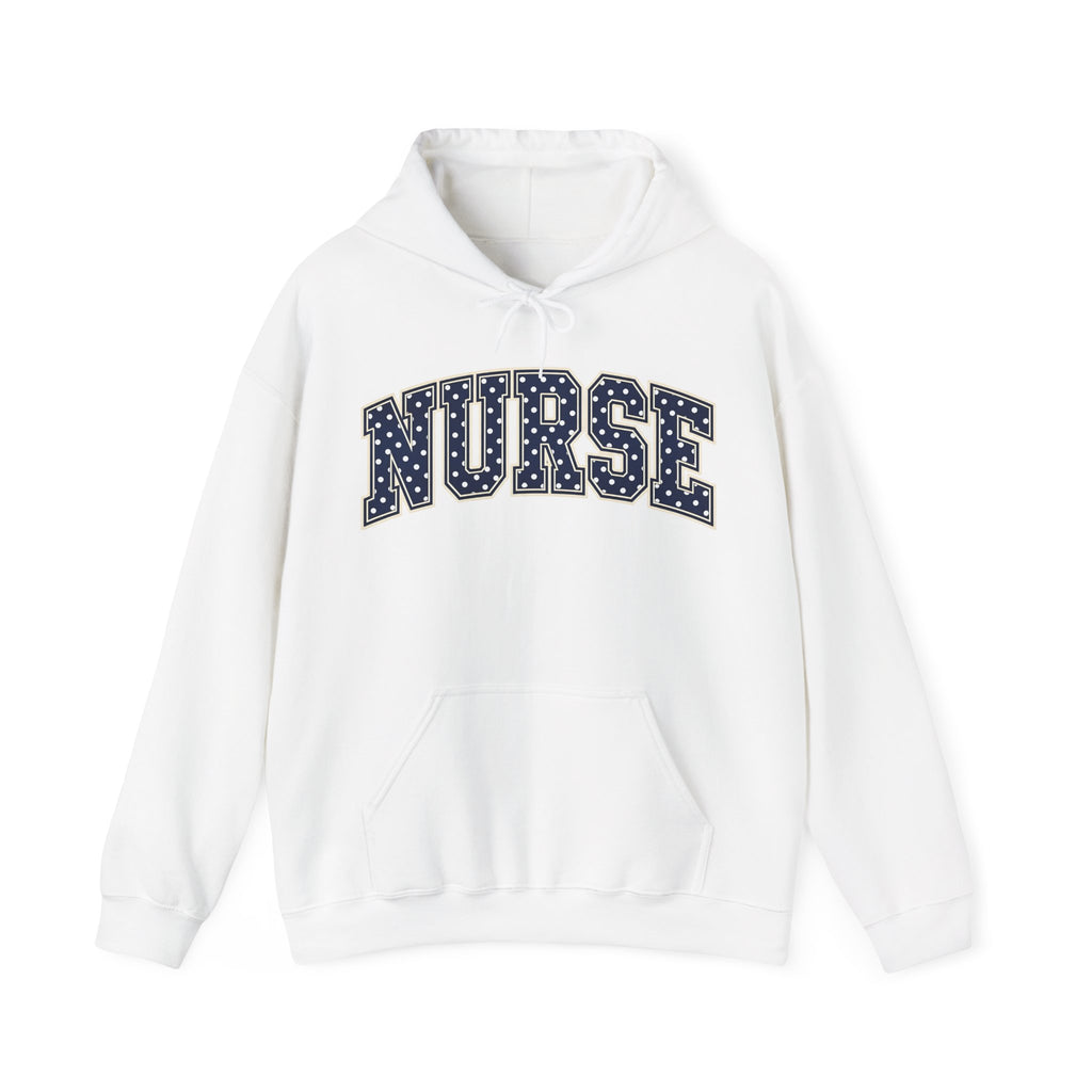 Nurse Polka Dot Varsity Hoodie in White