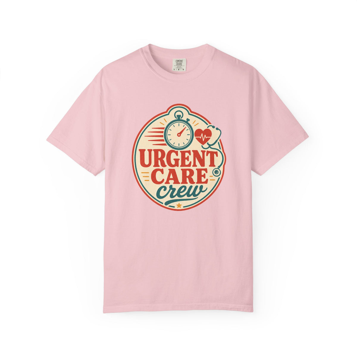 Urgent Care Crew printed Comfort Colors1717 tee in Blossom