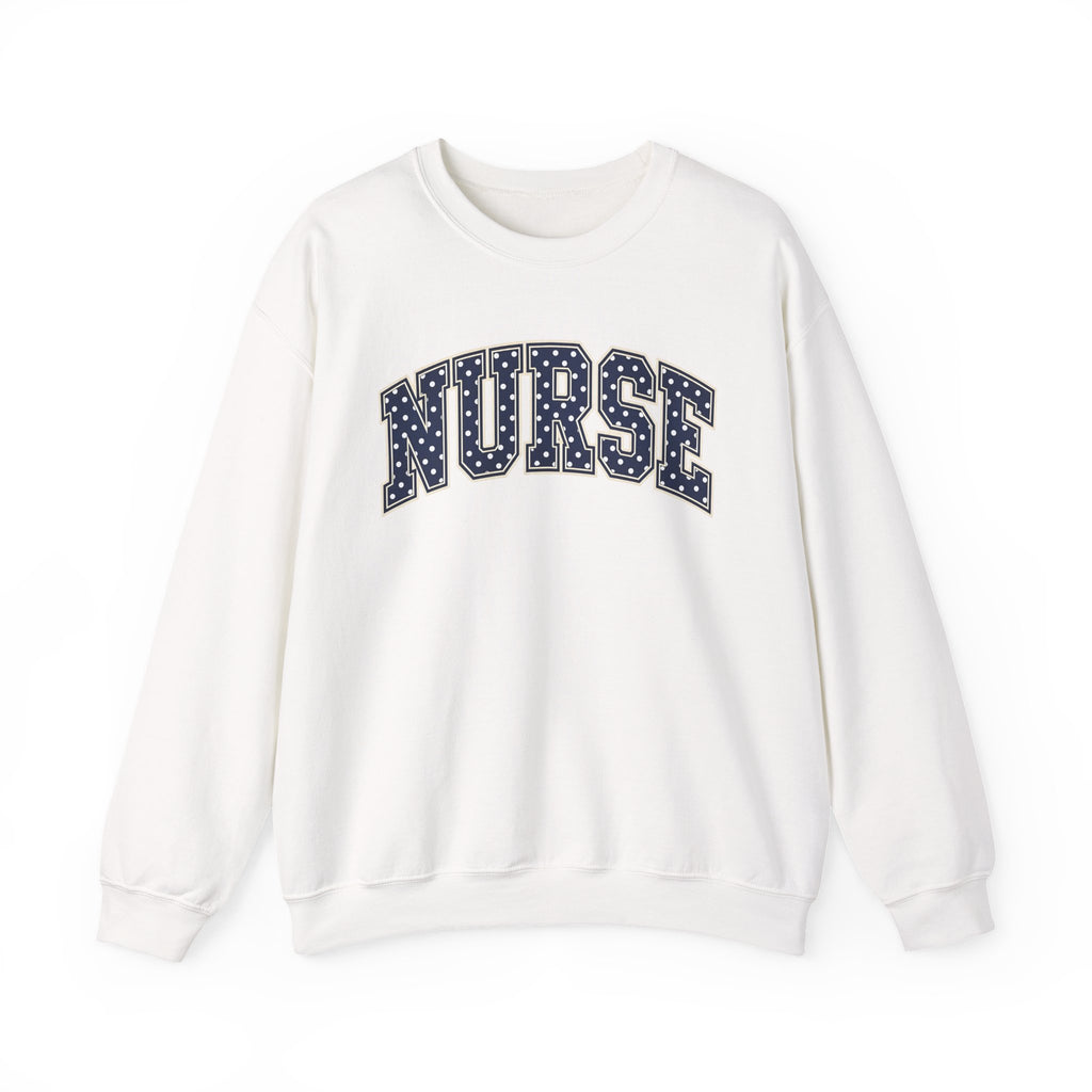 Nurse Polka Dot Varsity Sweatshirt in White