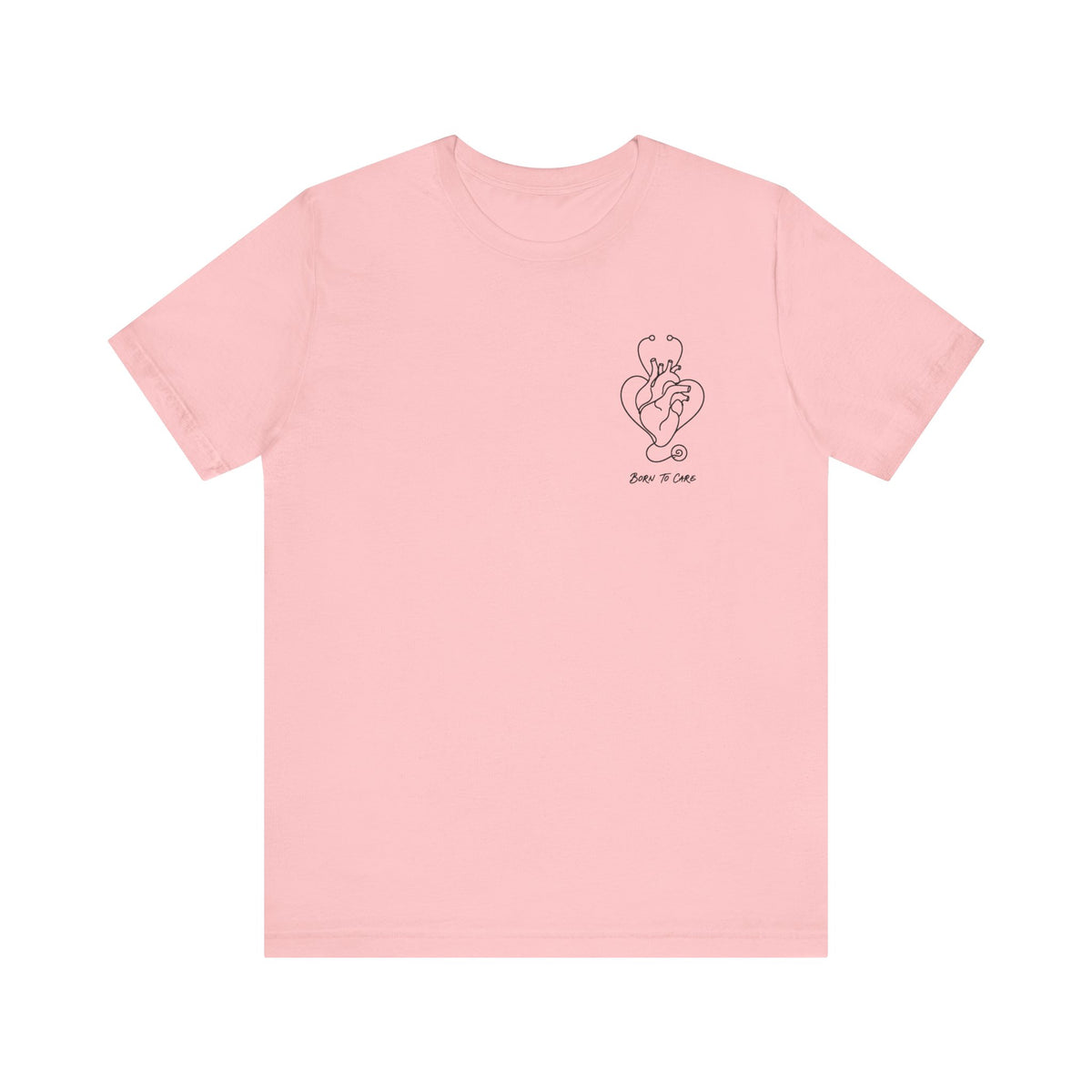Born to Care Heart Stethoscope T-Shirt in Pink
