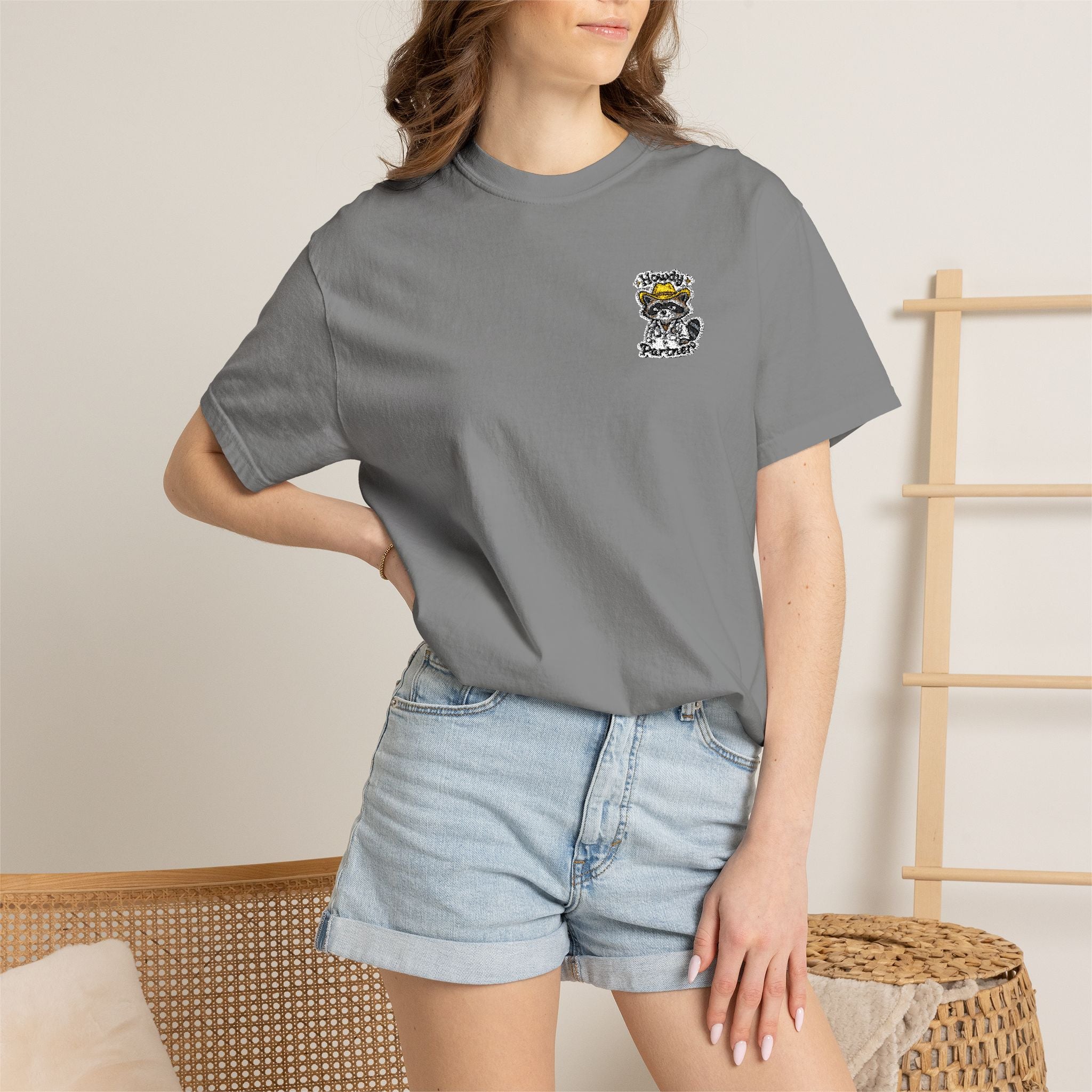 Howdy Partner Raccoon Comfort Colors T-Shirt | Western Medical Tee