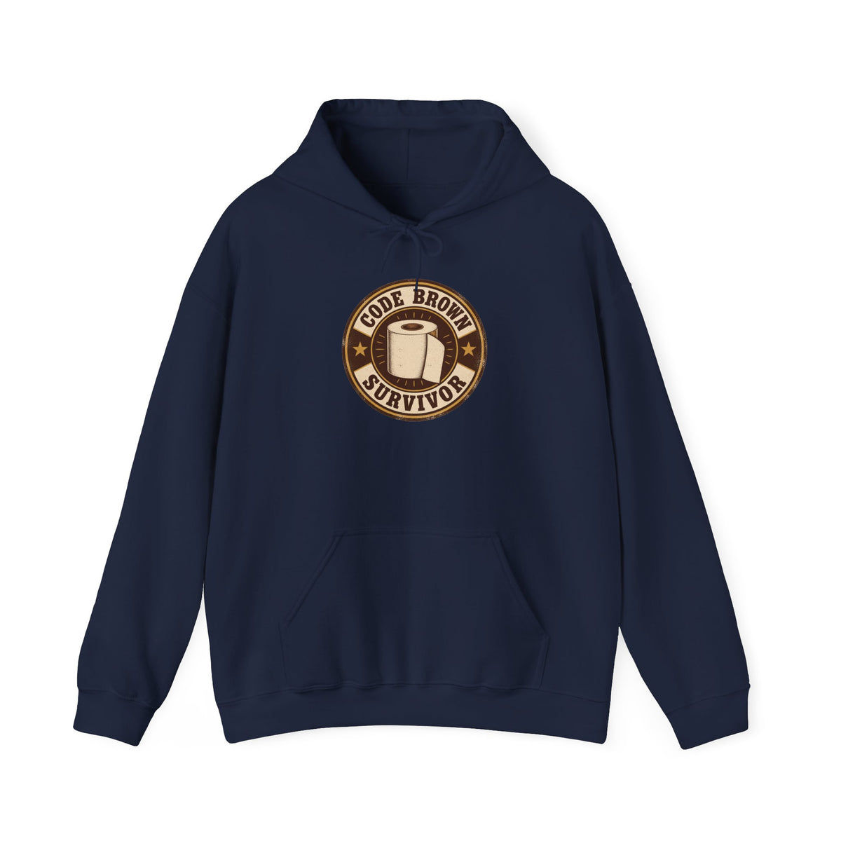 Code Brown Survivor Hoodie | Funny Nurse & CNA Gift in Navy