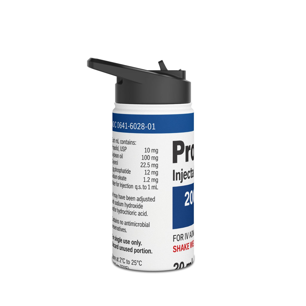 Propofol Medication Label Water Bottle