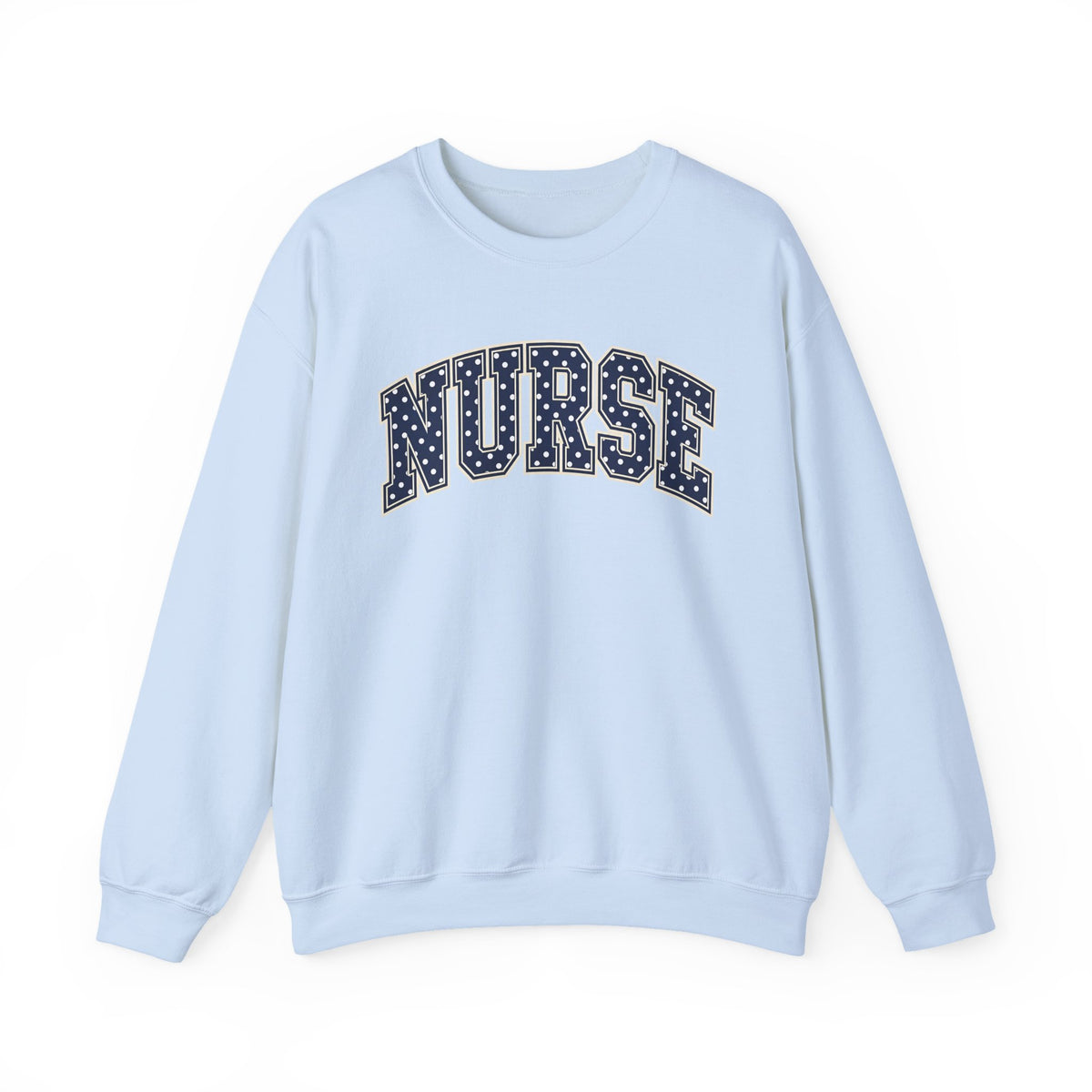 Nurse Polka Dot Varsity Sweatshirt in Light Blue
