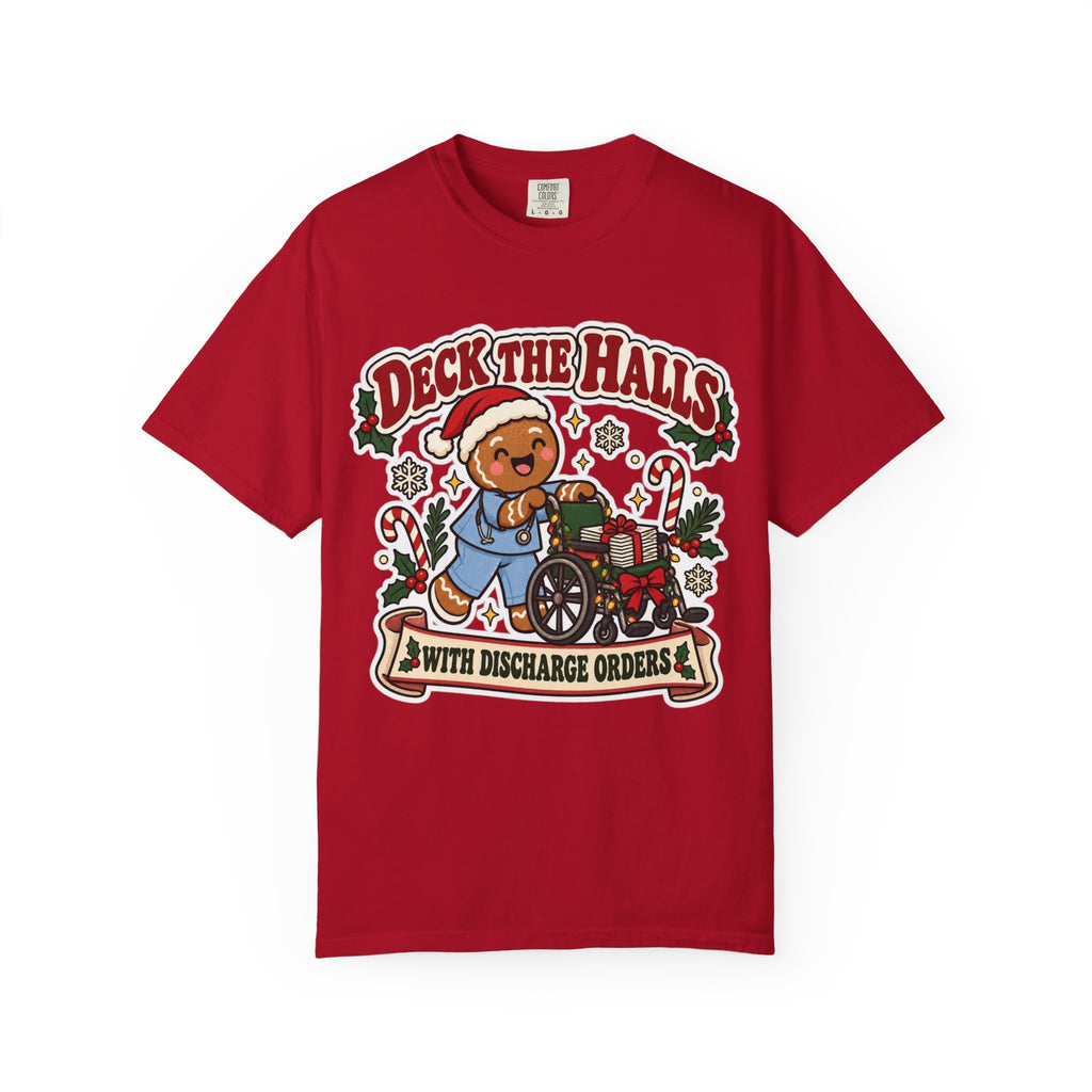 Deck the Halls with Discharge Orders Shirt in Red