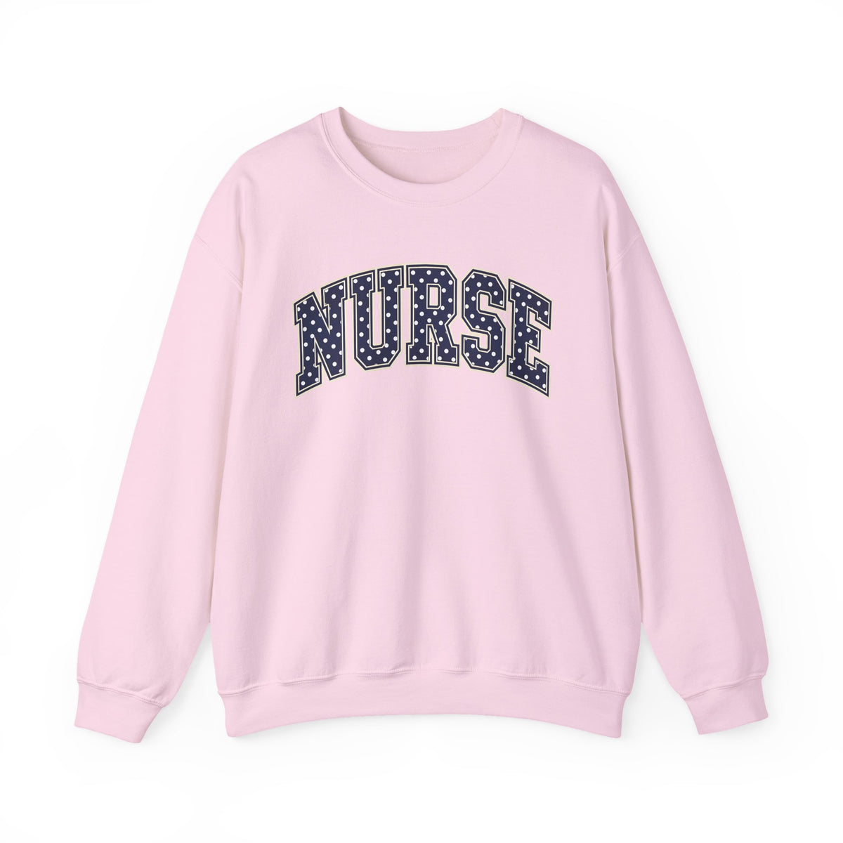Nurse Polka Dot Varsity Sweatshirt in Light Pink