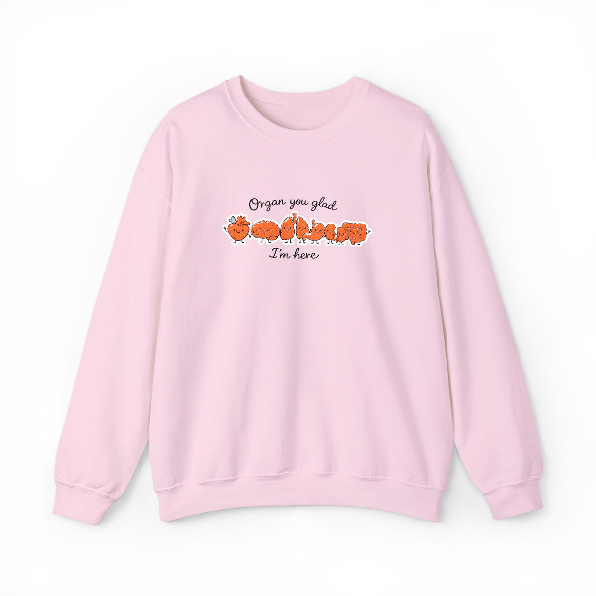 Organ You Glad I'm Here Embroidered Sweatshirt in Light Pink
