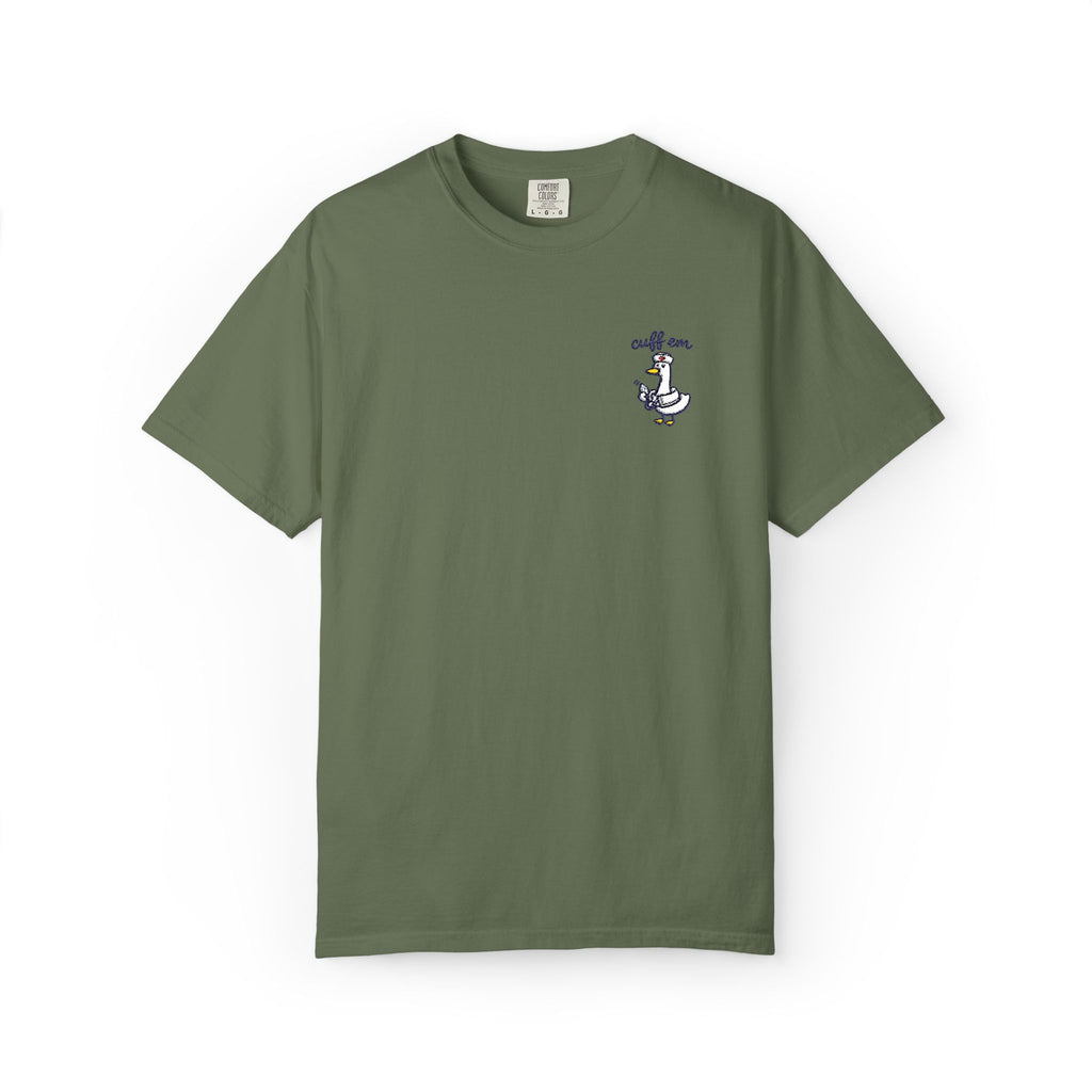 Cuff Em Goose Embroidered Shirt in Sage