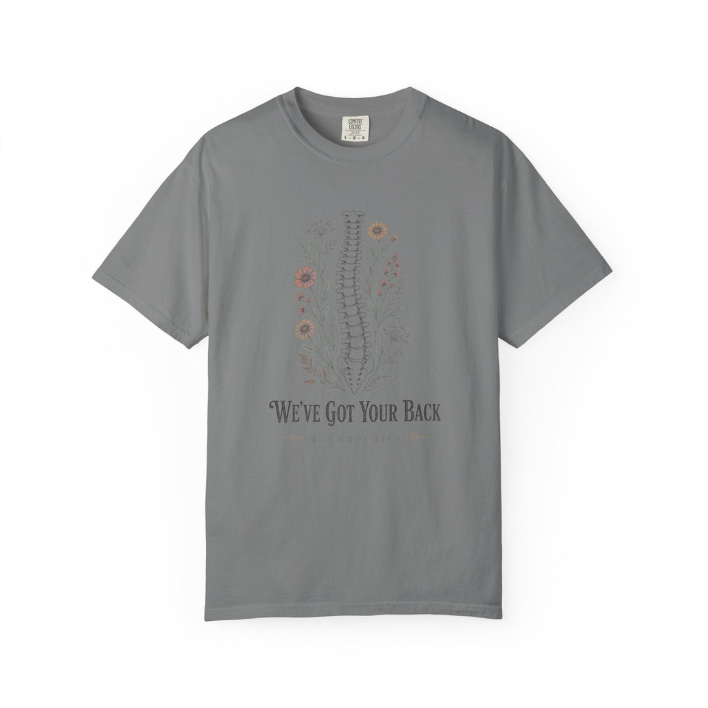 We've Got Your Back Orthopedics floral spine Comfort Colors 1717 tee in Grey