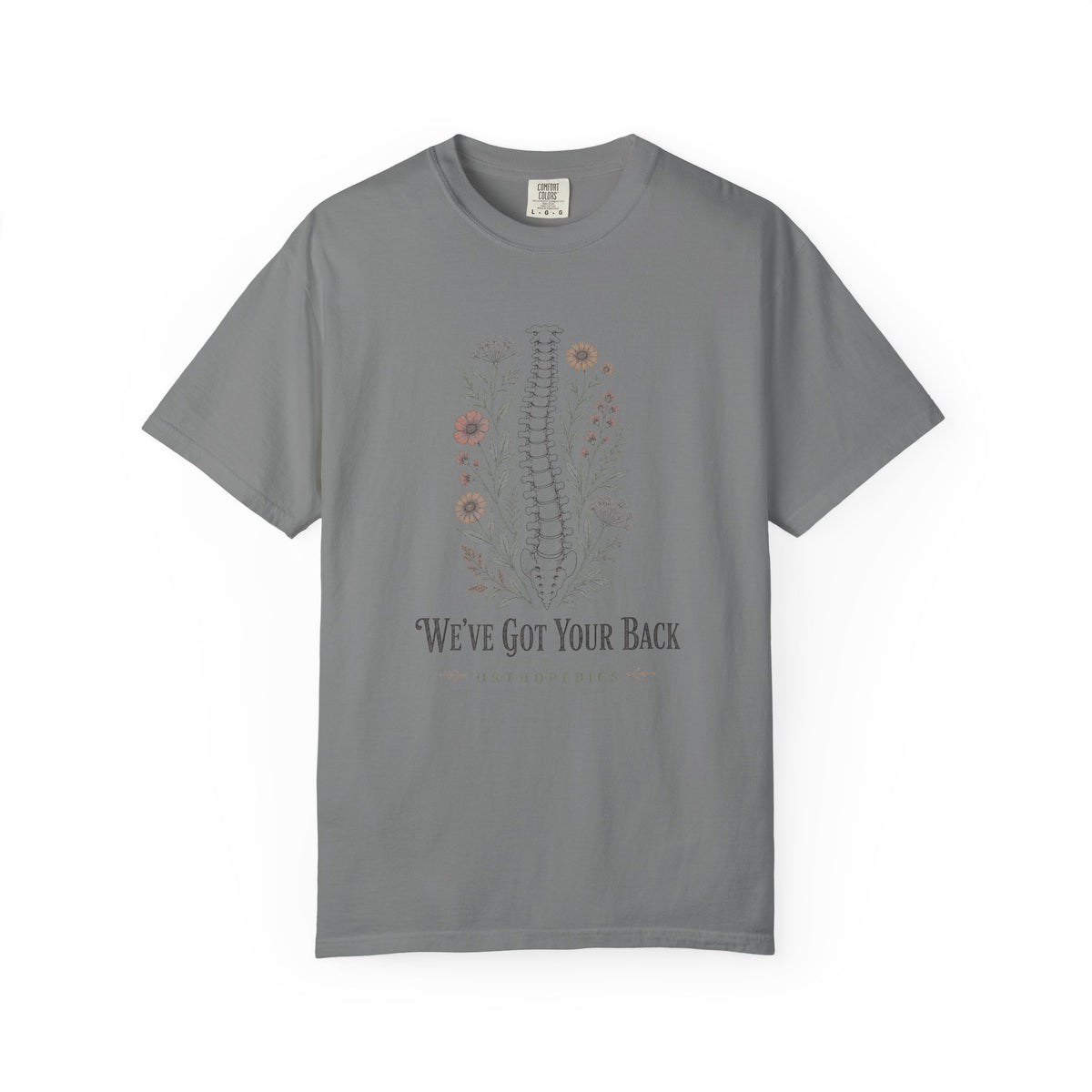 We've Got Your Back Orthopedics floral spine Comfort Colors 1717 tee in Grey